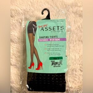 SPANX Love your Assets Shaping Tights Texture Wishbone Size 3 Black 2049 NWT